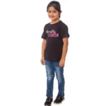 Girls Cotton Drama Queen Half Sleeve TShirt (Black) - Image 4