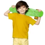 Boys Cotton Plain Half Sleeve TShirt (Yellow) - Image 5