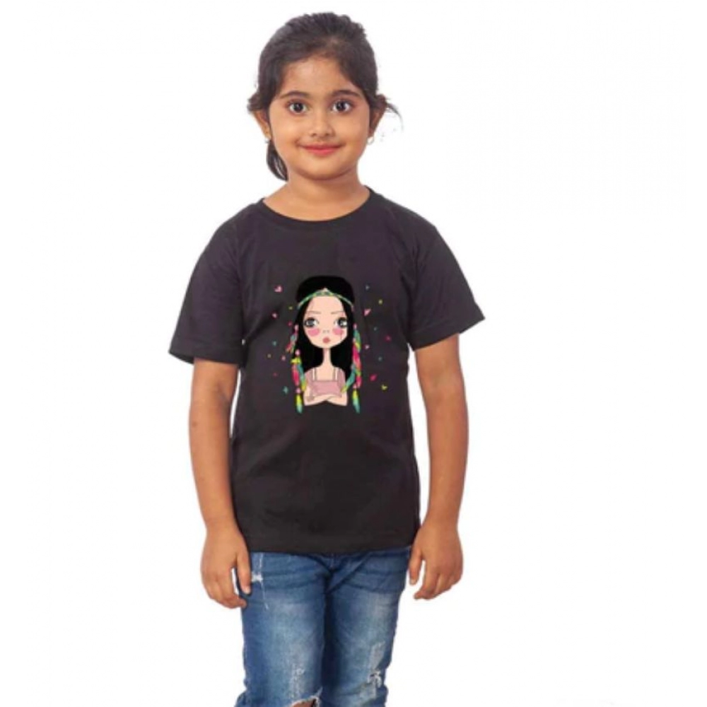 52320490797_5d4aafd0dd_o_d-1000x1000-1.webp Girls Cotton Tribal Half Sleeve TShirt (Black) - Image 1