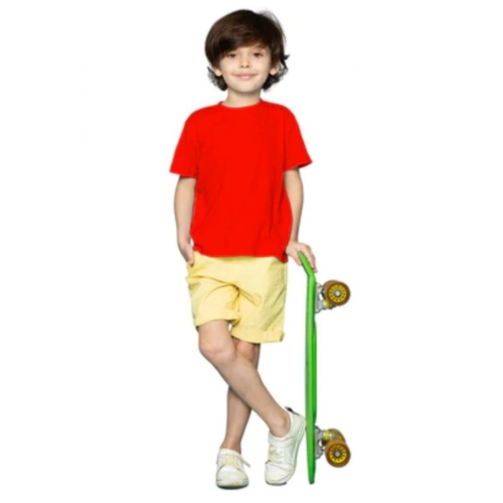 52321275221_51383cc37c_o_d-1000x1000-1.webp Boys Cotton Plain Half Sleeve TShirt (Red) - Image 1