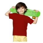 Boys Cotton Plain Half Sleeve TShirt (Maroon) - Image 5
