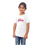 Girls Cotton Princess Half Sleeve TShirt (White) - Image 4