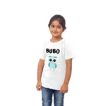 Girls Cotton Bubo Half Sleeve TShirt (White) - Image 4
