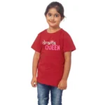 Girls Cotton Drama Queen Half Sleeve TShirt (Maroon) - Image 4