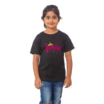 Girls Cotton Princess Half Sleeve TShirt (Black) - Image 4