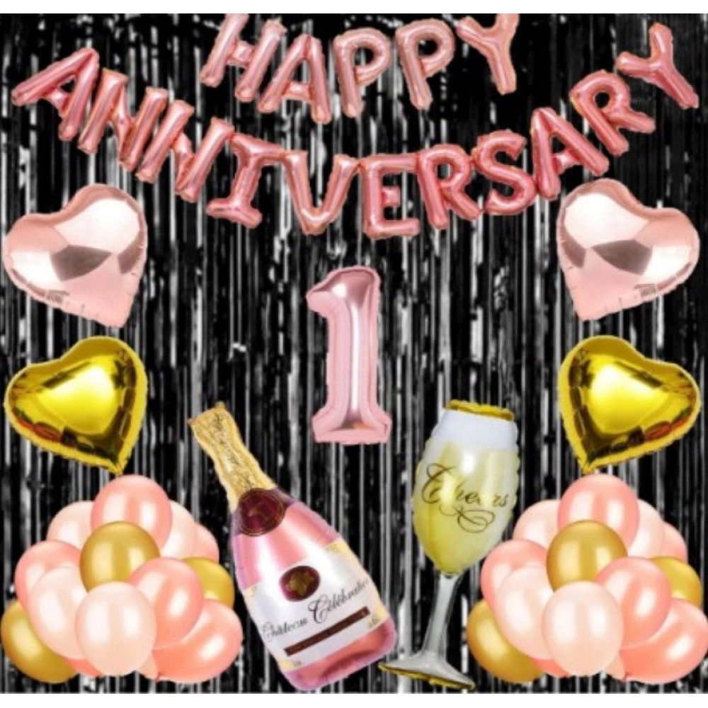 52582906349_8c934d055f_o_d-1000x1000-1.webp 1St Anniversary Rose Gold Foil Balloons With Happy Decoration Items Set (Multicolor) - Image 1