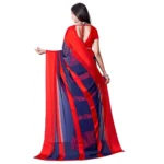 Women's Satin Patta Printed Saree With Unstitched Blouse (Red) - Image 2