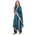 Women's Velvet Gotta Patti Dupatta (Teal, Length: 2.25 to 2.50 Mtr)