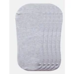 5 Pairs Unisex Casual Cotton Blended Solid No-show Socks (Light Grey) - Image 3
