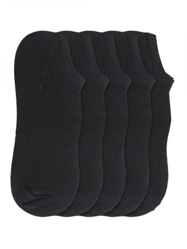 5 Pairs Unisex Casual Cotton Blended Solid Ankle length Socks (Black)