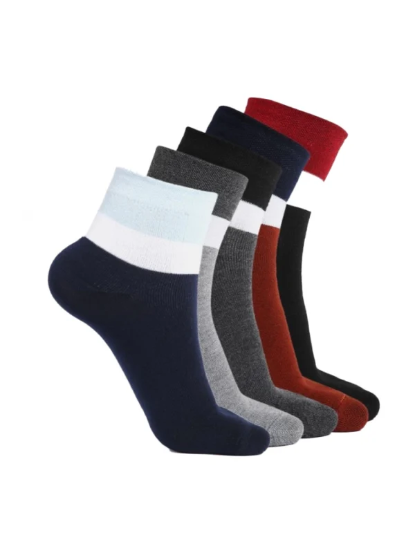 5 Pairs Men's Casual Cotton Blended Solid Ankle length Socks (Assorted)