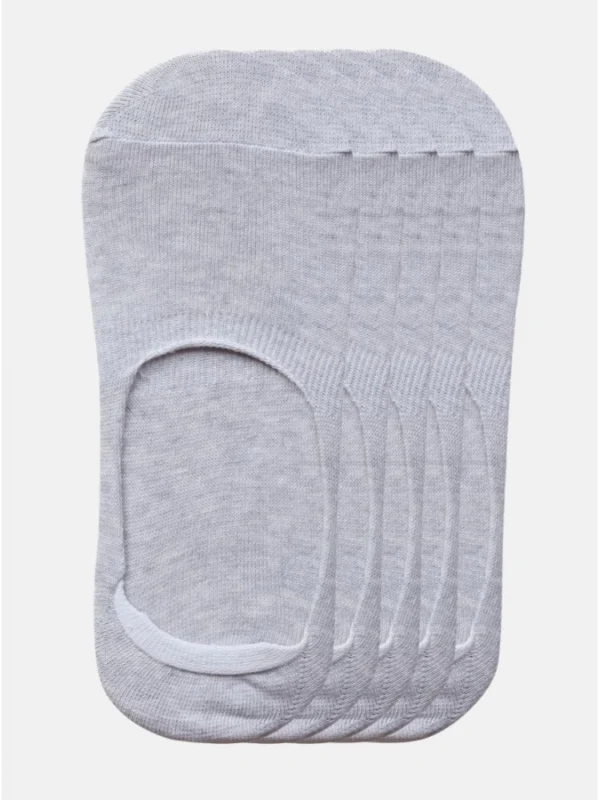 5 Pairs Unisex Casual Cotton Blended Solid No-show Socks (Light Grey)