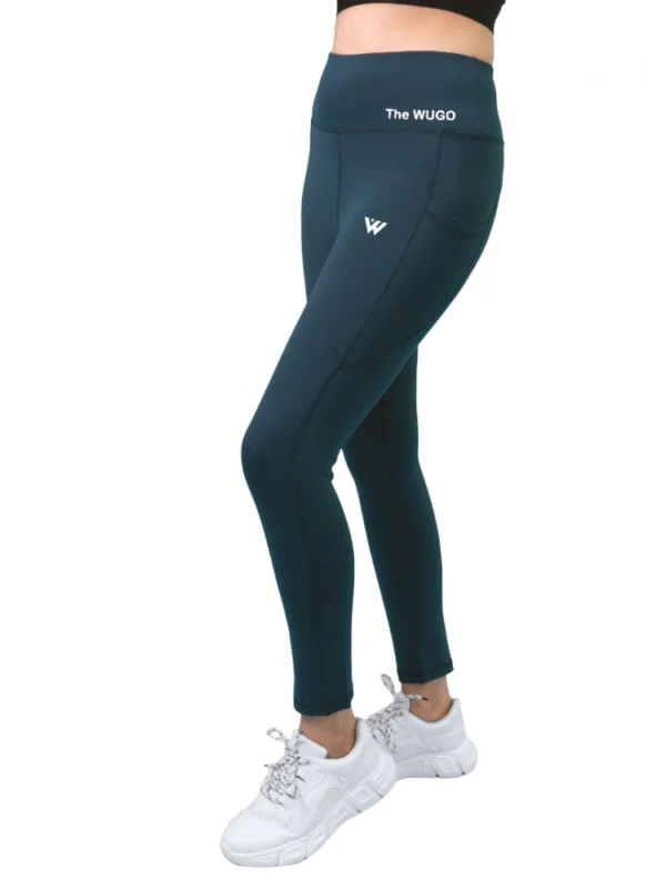 Women's Polyster Solid Sport Leggings (Blue)