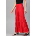 Women's Casual Solid Rayon Sharara (Red) - Image 5
