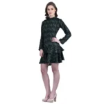 Women's Cotton Blend Floral Full Sleeves Dress (Green) - Image 3