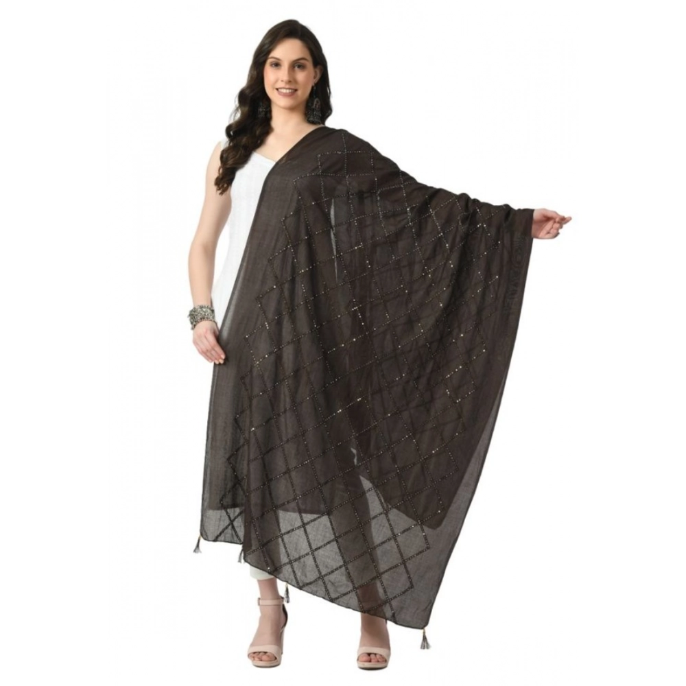 53767414677_8a11e29377_o_d-1000x1000-1.webp Women's Chanderi Self Design Dupatta (Dark Browm, Length: Free Size) - Image 1