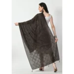 Women's Chanderi Self Design Dupatta (Dark Browm, Length: Free Size) - Image 4