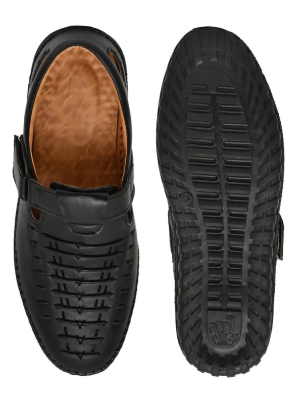 Men's Faux Leather Sandal (Black)