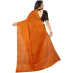 Women's Cotton Silk Self Design Saree With Unstitched Blouse 5.5Mtr (Orange) - Image 4
