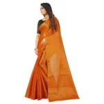 Women's Cotton Silk Self Design Saree With Unstitched Blouse 5.5Mtr (Orange) - Image 2