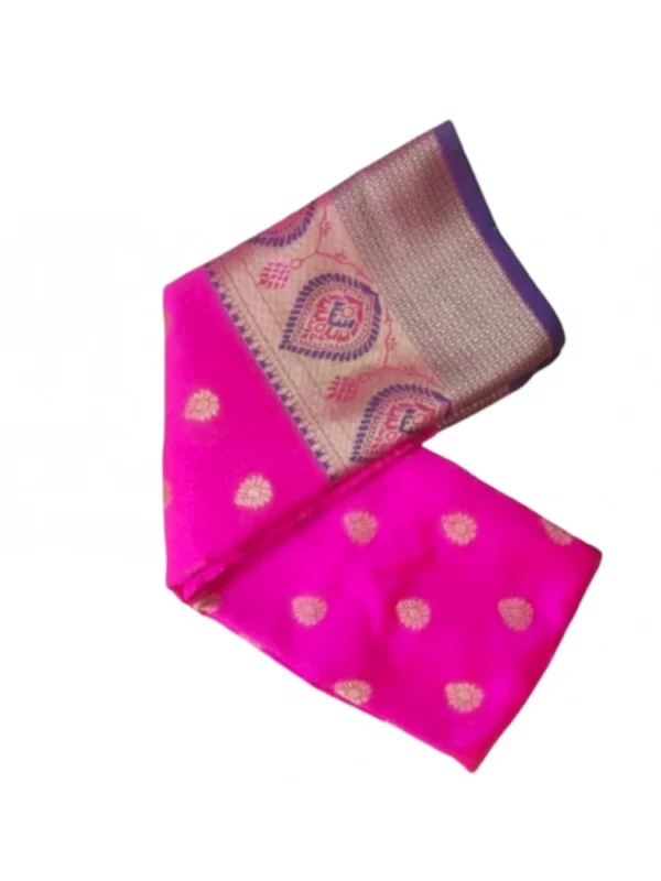 Women's Silk Blend Woven Saree With Unstitched Blouse 5.5Mtr (Pink)