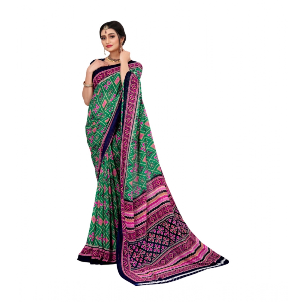 53937942940_36f95302d6_o_d-1000x1000-1.webp Women's Georgette Floral Print Saree With Unstitched Blouse 5.5Mtr (Green) - Image 1