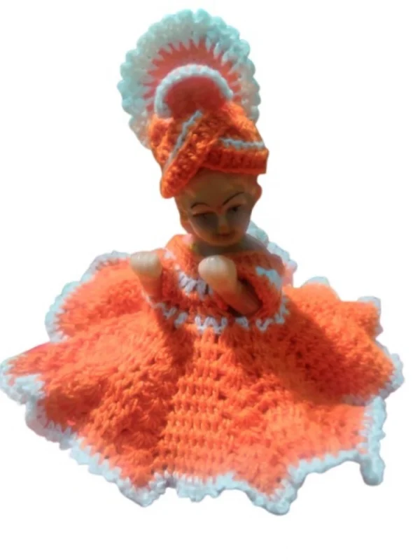 Laddu Gopal Tharad Dress Size: 0 To 6 (Orange-White)
