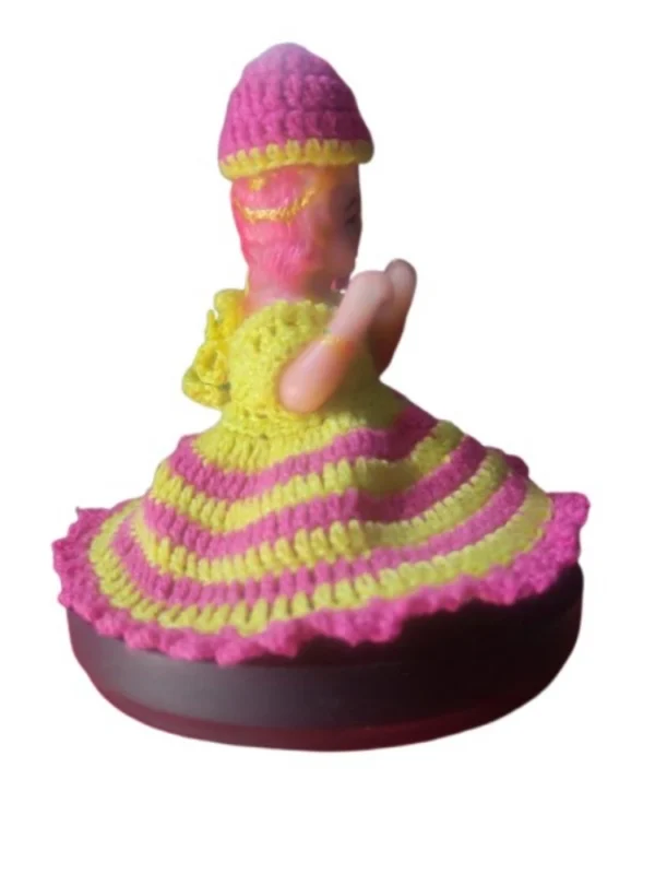 Laddu Gopal Tharad Dress Size: 0 To 6 (Pink-Yellow)
