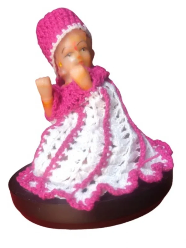 Laddu Gopal Tharad Dress Size: 0 To 6 (Pink-White)