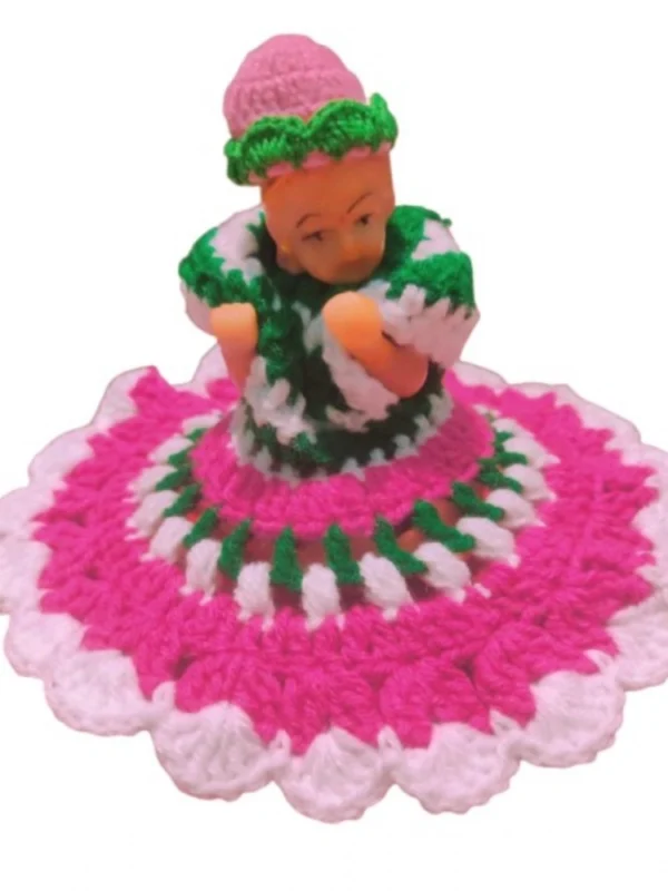 Laddu Gopal Tharad Dress Size: 0 To 6 (Pink-Green)