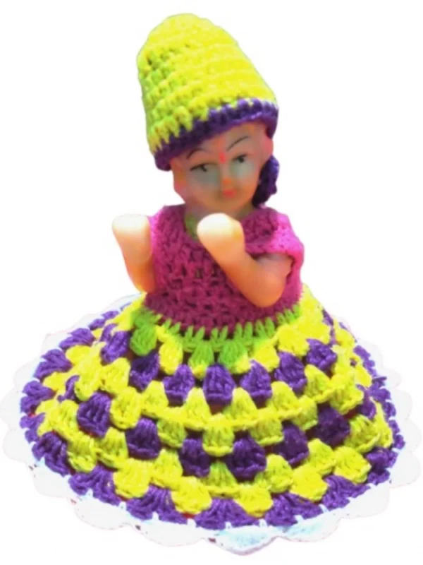 Laddu Gopal Tharad Dress Size: 0 To 6 (Yellow-Blue)