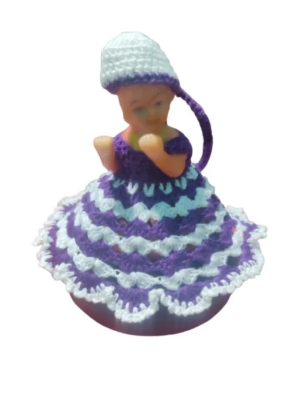 Laddu Gopal Tharad Dress Size: 0 To 6 (White-Lavender)