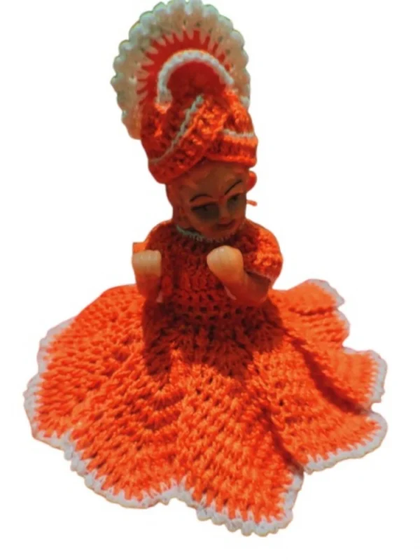 Laddu Gopal Tharad Dress Size: 0 To 6 (Orange)