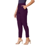 Women's Polyester Solid With Pocket Pant (Wine) - Image 4