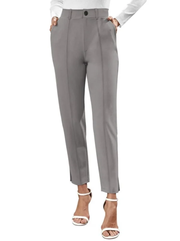 Women's Polyester Solid With Pocket Pant (Grey)