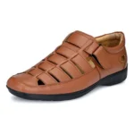 Men's Casual Faux Leather Solid Velcro Sandal (Tan) - Image 5
