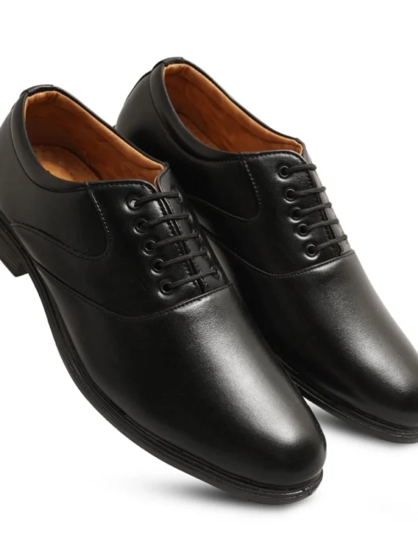 Men's Casual Faux Leather Solid Lace-Up Formal Shoes (Black)