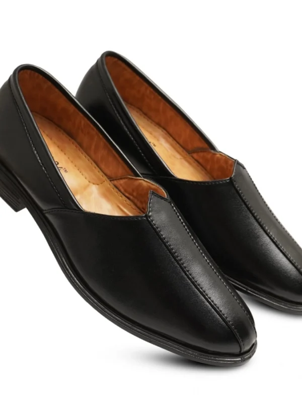 Men's Casual Faux Leather Solid Slip-on Formal Shoes (Black)