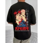 Men's Casual Cotton Blend Printed Round Neck Half Sleeve T-Shirt (Black) - Image 4