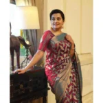 Women's Litchi silk Printed Saree With Unstitched Blouse (Red)