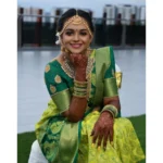 Women's Litchi silk Printed Saree With Unstitched Blouse (Light Green) - Image 2