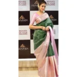 Women's Litchi silk Printed Saree With Unstitched Blouse (Green)