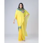Women's Soft Crepe Silk Printed Ready To Wear Saree With Unstitched Blouse 5.5Mtr (Yellow) - Image 4
