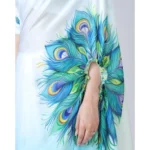 Women's Soft Crepe Silk Printed Ready To Wear Saree With Unstitched Blouse 5.5Mtr (Sky Blue) - Image 2