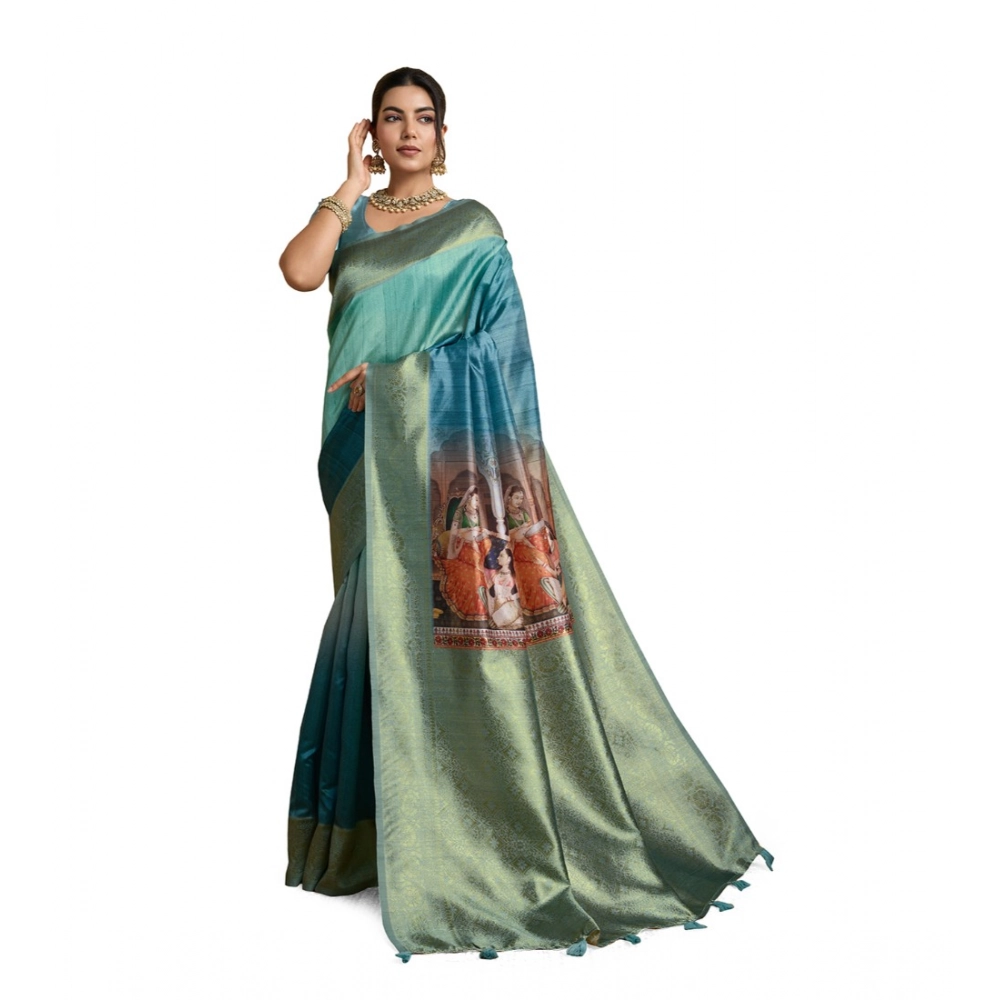 PID-62369-Generic-Womens-Silk-Printed-Saree-With-Unstitched-Blouse-5-5-Mtr-Blue-1-1000x1000-1.webp Women's Silk Printed Saree With Unstitched Blouse 5.5Mtr (Blue) - Image 1