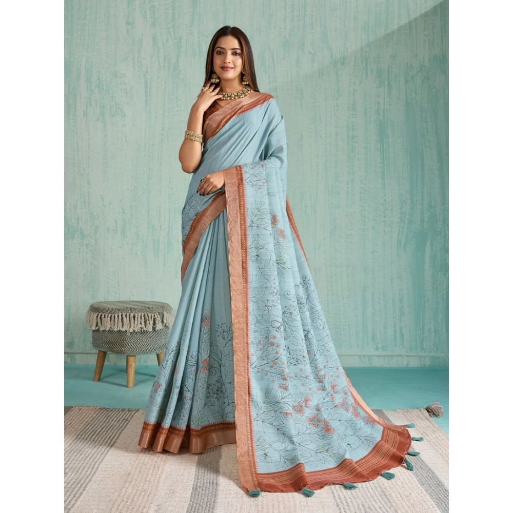 PID-62383-Generic-Womens-Silk-Blend-Printed-Saree-With-Unstitched-Blouse-5-5-Mtr-Blue-1-1000x1000-1.webp Women's Silk Blend Printed Saree With Unstitched Blouse 5.5Mtr (Blue) - Image 1