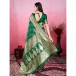 Women's Banarasi Silk Printed Saree With Unstitched Blouse 5.5Mtr (Green) - Image 3