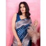 Women's Banarasi Silk Printed Saree With Unstitched Blouse 5.5Mtr (Pinch) - Image 2