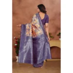 Women's Banarasi Silk Jaquard Woven Saree With Unstitched Blouse 5.5Mtr (Orange) - Image 3