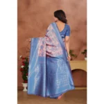 Women's Banarasi Silk Jaquard Woven Saree With Unstitched Blouse 5.5Mtr (Pink) - Image 3